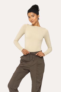 Double-Layered Long Sleeve Bodysuit Green khaki