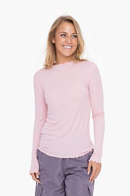 Slim Fit Lettuce Hem Long Sleeve Top